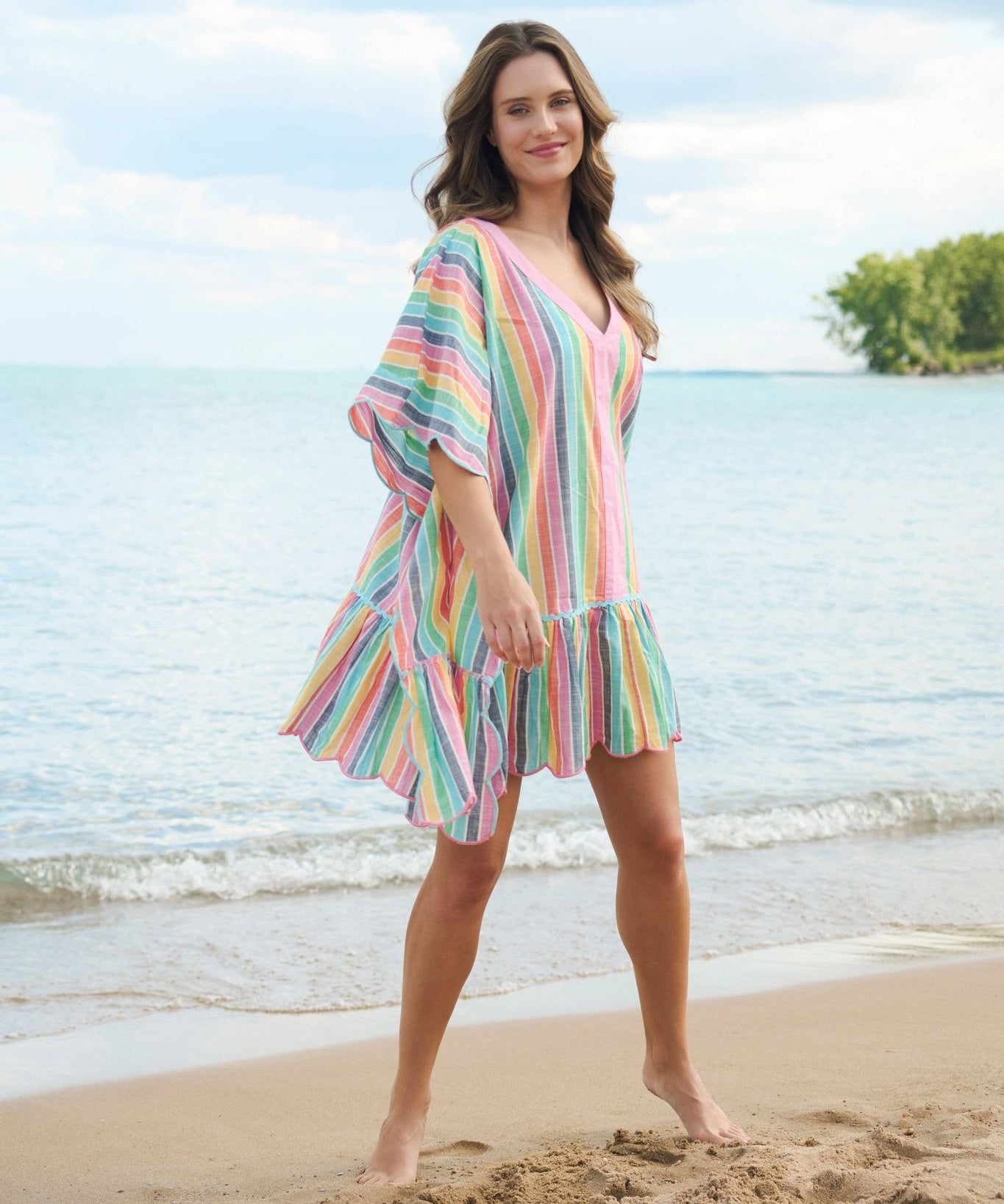 Rosalia Mini Caftan – Multi Colorful Stripe Cover - Up by Shiraleah at Confetti Gift and Party Tuscaloosa Alabama