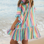Rosalia Mini Caftan – Multi Colorful Stripe Cover - Up by Shiraleah at Confetti Gift and Party Tuscaloosa Alabama