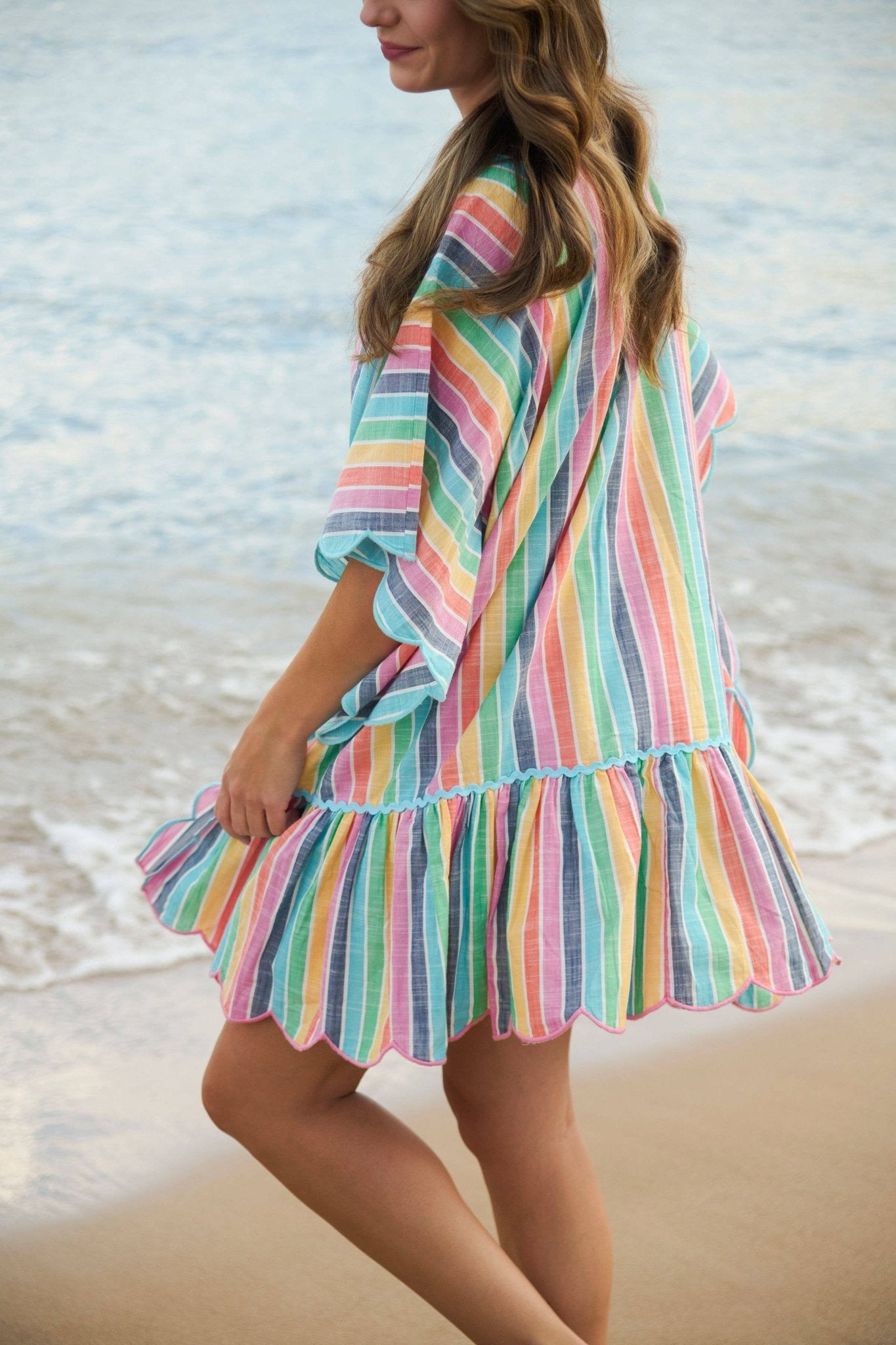 Rosalia Mini Caftan – Multi Colorful Stripe Cover - Up by Shiraleah at Confetti Gift and Party Tuscaloosa Alabama