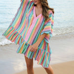 Rosalia Mini Caftan – Multi Colorful Stripe Cover - Up by Shiraleah at Confetti Gift and Party Tuscaloosa Alabama