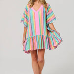 Rosalia Mini Caftan – Multi Colorful Stripe Cover - Up by Shiraleah at Confetti Gift and Party Tuscaloosa Alabama