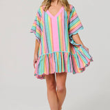 Rosalia Mini Caftan – Multi Colorful Stripe Cover - Up by Shiraleah at Confetti Gift and Party Tuscaloosa Alabama