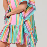 Rosalia Mini Caftan – Multi Colorful Stripe Cover - Up by Shiraleah at Confetti Gift and Party Tuscaloosa Alabama