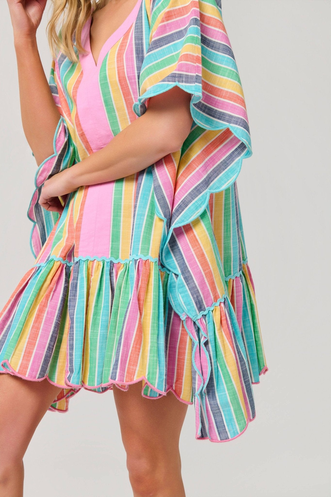 Rosalia Mini Caftan – Multi Colorful Stripe Cover - Up by Shiraleah at Confetti Gift and Party Tuscaloosa Alabama