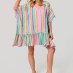 Rosalia Mini Caftan – Multi Colorful Stripe Cover - Up by Shiraleah at Confetti Gift and Party Tuscaloosa Alabama