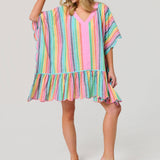 Rosalia Mini Caftan – Multi Colorful Stripe Cover - Up by Shiraleah at Confetti Gift and Party Tuscaloosa Alabama