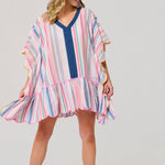 Rosalia Mini Caftan – Pink Colorful Stripe Cover - Up by Shiraleah at Confetti Gift and Party Tuscaloosa Alabama