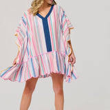 Rosalia Mini Caftan – Pink Colorful Stripe Cover - Up by Shiraleah at Confetti Gift and Party Tuscaloosa Alabama