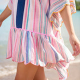Rosalia Mini Caftan – Pink Colorful Stripe Cover - Up by Shiraleah at Confetti Gift and Party Tuscaloosa Alabama