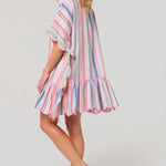 Rosalia Mini Caftan – Pink Colorful Stripe Cover - Up by Shiraleah at Confetti Gift and Party Tuscaloosa Alabama