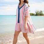 Rosalia Mini Caftan – Pink Colorful Stripe Cover - Up by Shiraleah at Confetti Gift and Party Tuscaloosa Alabama