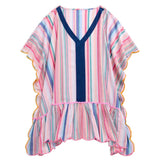 Rosalia Mini Caftan – Pink Colorful Stripe Cover - Up by Shiraleah at Confetti Gift and Party Tuscaloosa Alabama