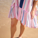 Rosalia Mini Caftan – Pink Colorful Stripe Cover - Up by Shiraleah at Confetti Gift and Party Tuscaloosa Alabama