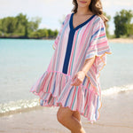 Rosalia Mini Caftan – Pink Colorful Stripe Cover - Up by Shiraleah at Confetti Gift and Party Tuscaloosa Alabama
