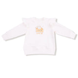 White ruffle sweatshirt with pumpkin pie embroidery and “Cutie Pie” text