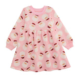 Pink girls’ sweatshirt dress with Santa face print and long sleeves