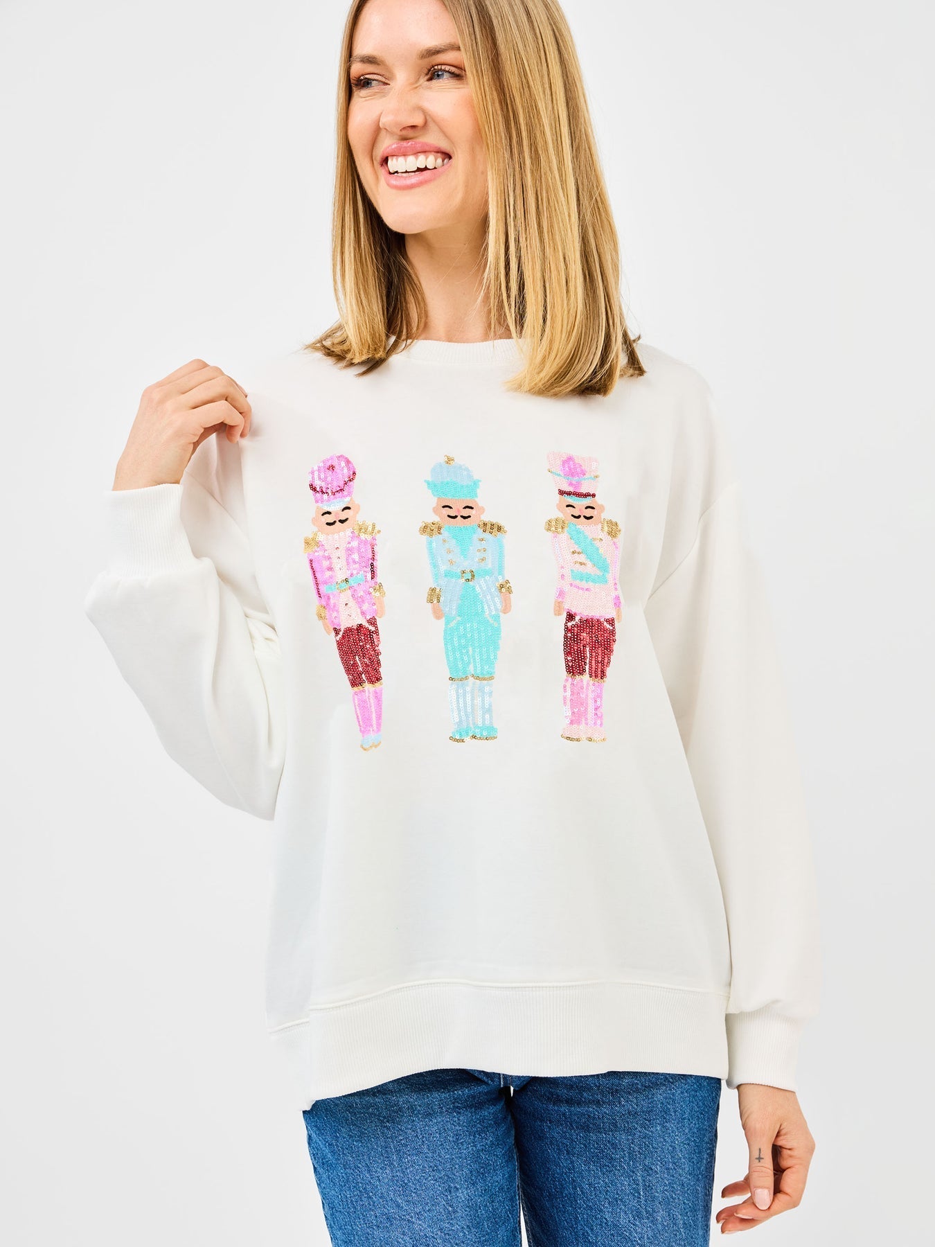 Sarah Sweatshirt - Three Nutcrackers by Mary Square at Confetti Gift and Party Tuscaloosa Alabama