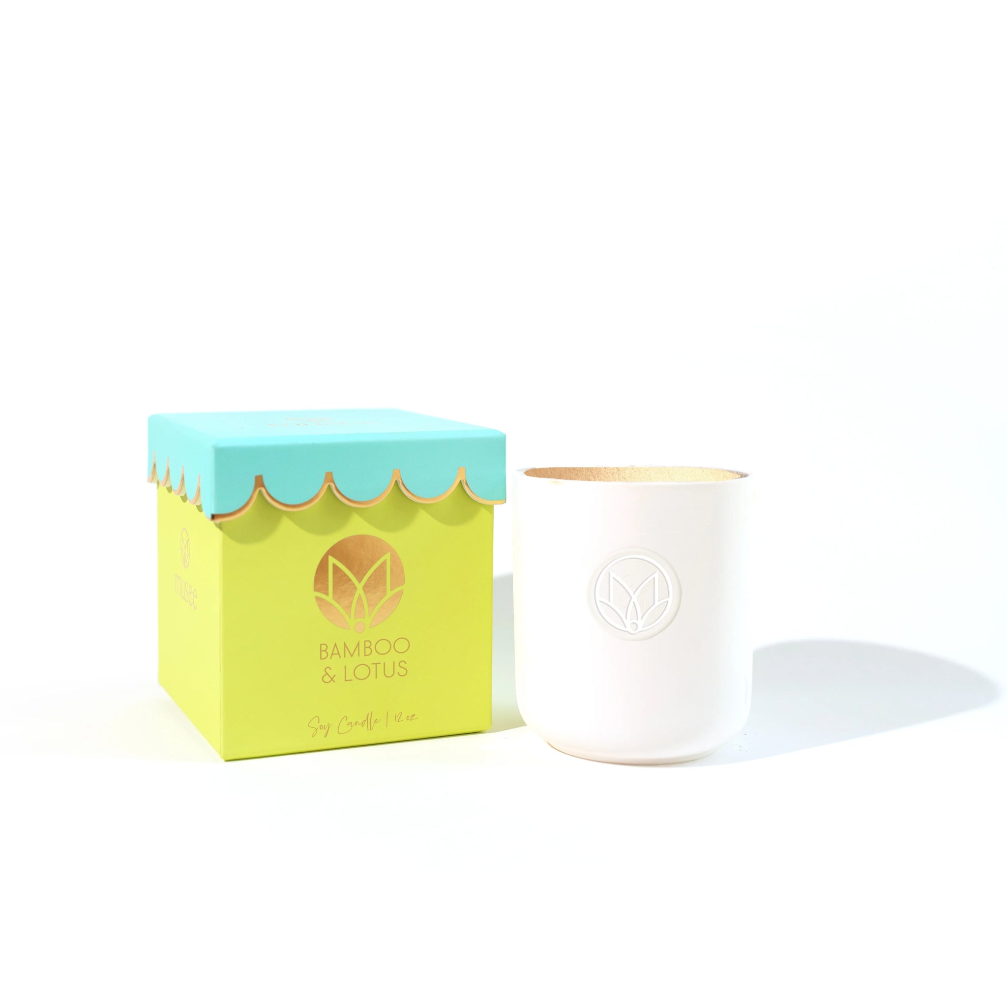 Scalloped Bamboo & Lotus Soy Candle by Musee Bath at Confetti Gift and Party Tuscaloosa Alabama