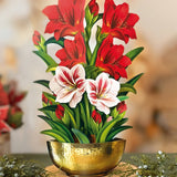 Scarlet Amaryllis Pop Up Greeting Card by FreshCut Paper LLC at Confetti Gift and Party Tuscaloosa Alabama