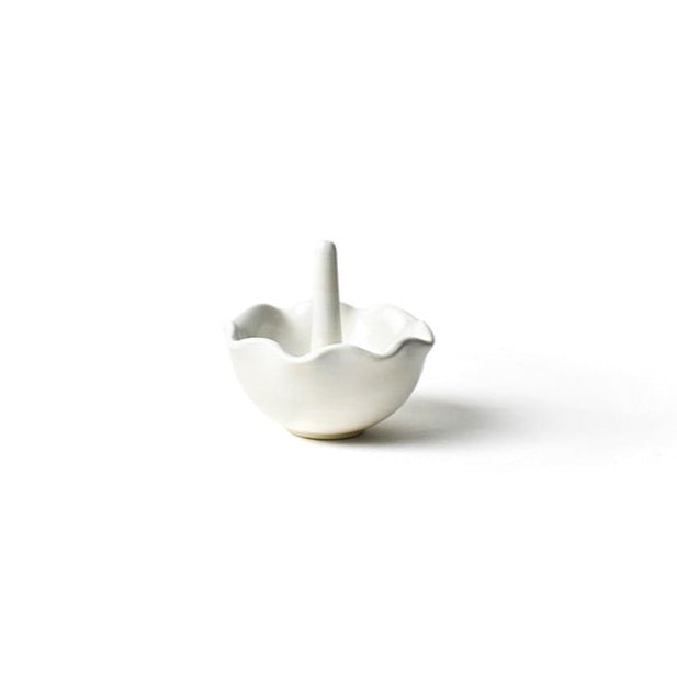 Signature White Ruffle Ring Dish with scalloped edges by Coton Colors, perfect for holding rings and small jewelry