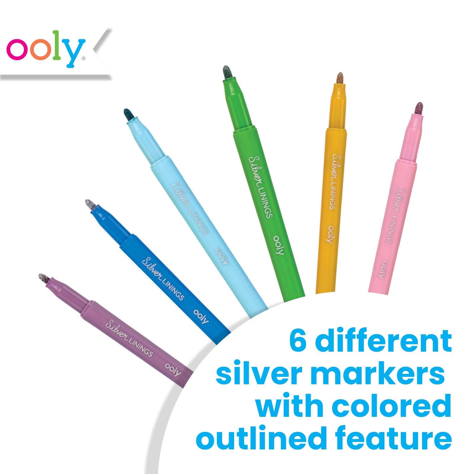 Silver Linings Outline Markers - Set of 6 by OOLY at Confetti Gift and Party