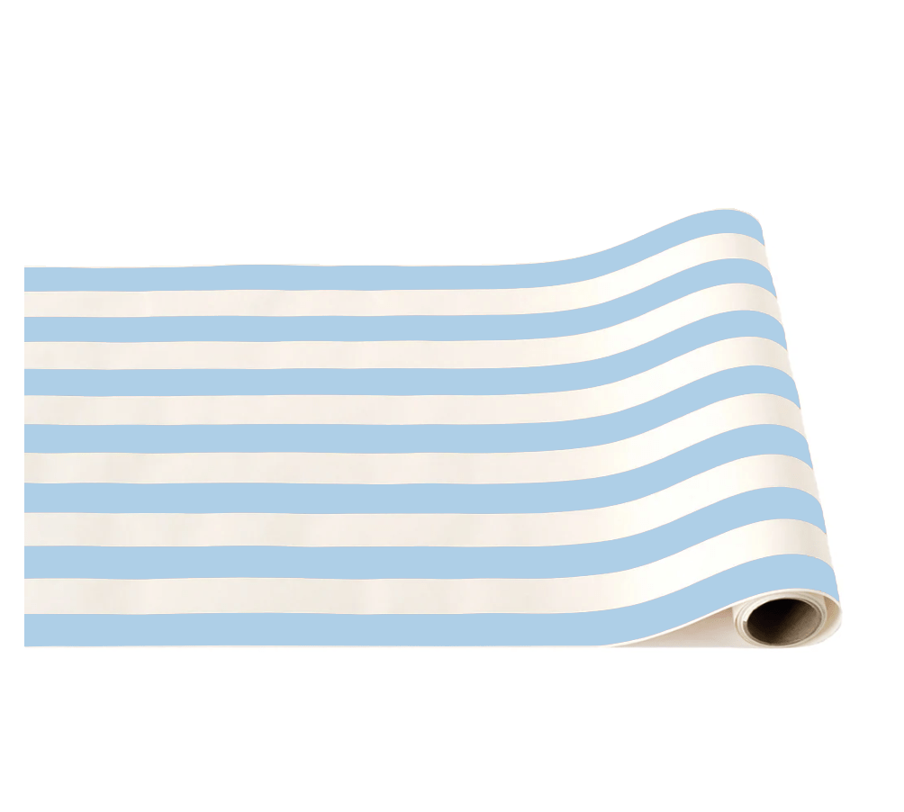 Sky Blue Signature Cabana Stripe Table Runner by Bonjour Fête at Confetti Gift and Party Tuscaloosa Alabama