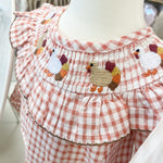 Smocked Turkey Embroidered Gingham Baby Bubble – Fall Outfit for Girls by Mud Pie at Confetti Gift and Party Tuscaloosa Alabama