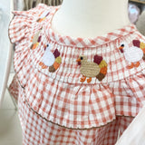 Smocked Turkey Embroidered Gingham Baby Bubble – Fall Outfit for Girls by Mud Pie at Confetti Gift and Party Tuscaloosa Alabama