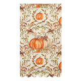 Fall-themed scalloped guest towel with watercolor pumpkin and foliage design