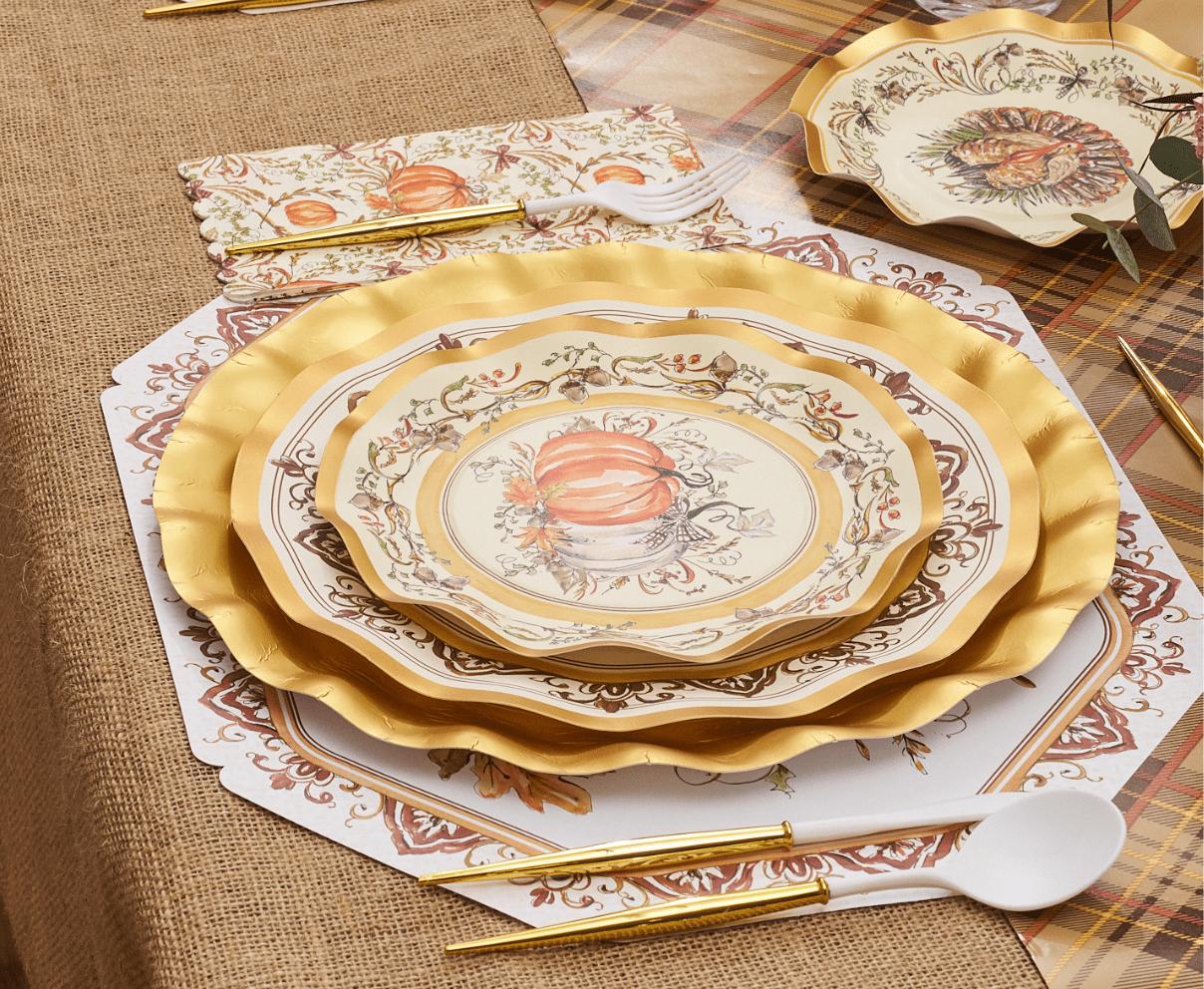 Sophistiplate - Turkey & Gourds Salad Plates/8pk by Sophistiplate at Confetti Gift and Party Tuscaloosa Alabama