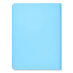 Blue rhinestone-covered journal with colorful lined pages and ribbon bookmark