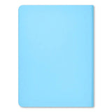 Blue rhinestone-covered journal with colorful lined pages and ribbon bookmark