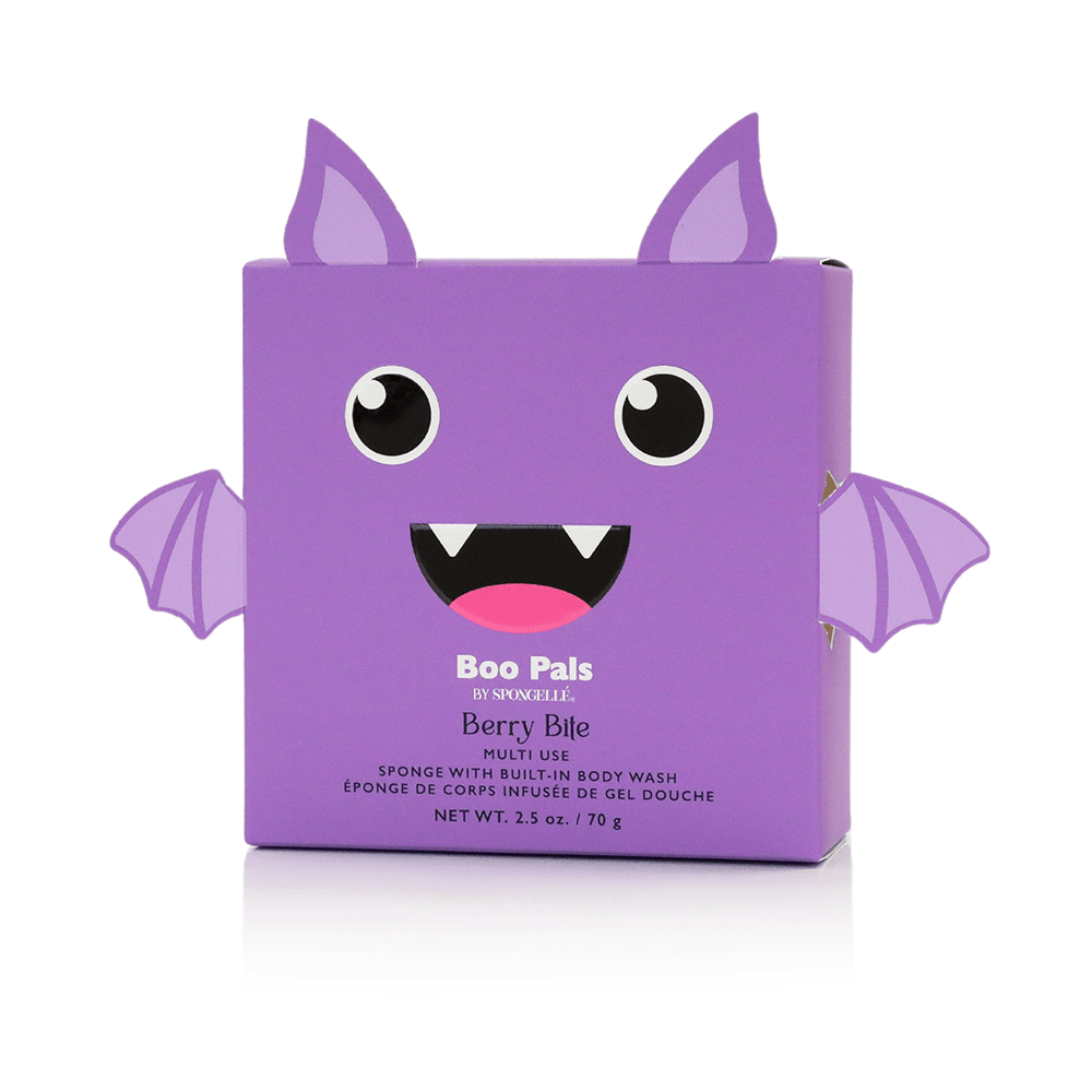 Purple monster-shaped packaging with 'Boo Pals' branding on a white background