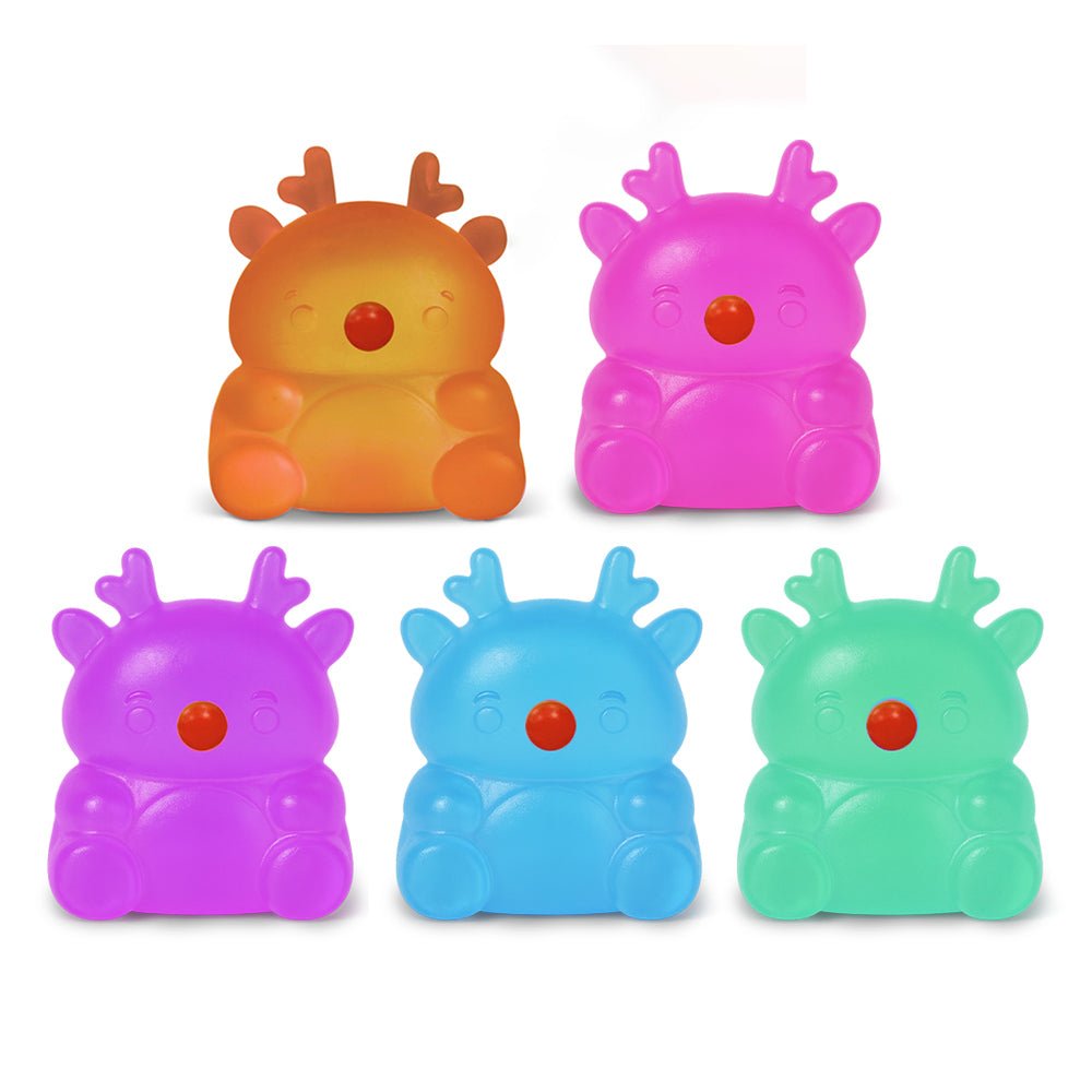 Super Duper Sugar Squisher reindeer squishy toy in bright holiday colors