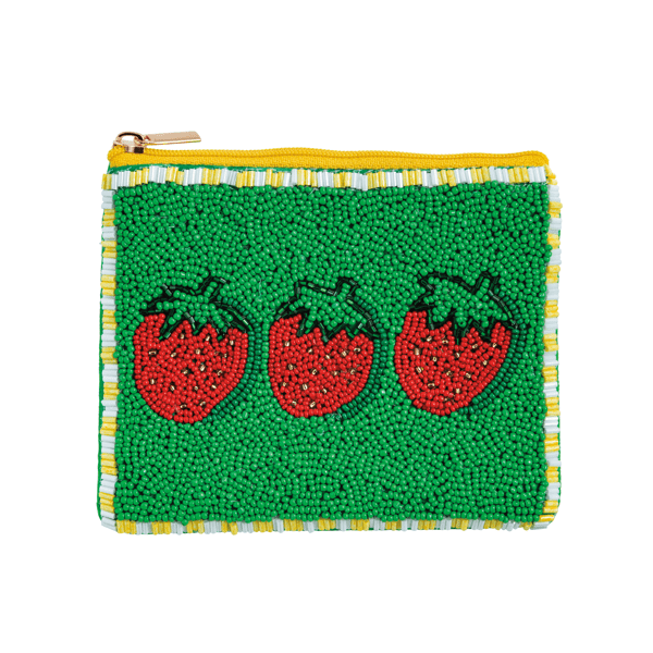 Strawberry Beaded Zip Pouch by Mud Pie at Confetti Gift and Party Tuscaloosa Alabama