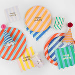 Stripe Happy Birthday Side Plates by Meri Meri at Confetti Gift and Party Tuscaloosa Alabama