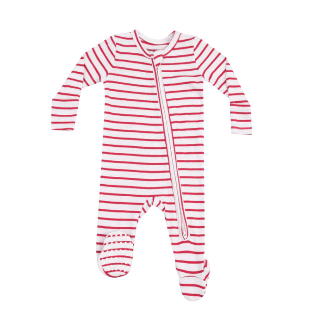 Stripe Vintage Red 2 Way Zipper Footie by Angel Dear at Confetti Gift and Party Tuscaloosa Alabama