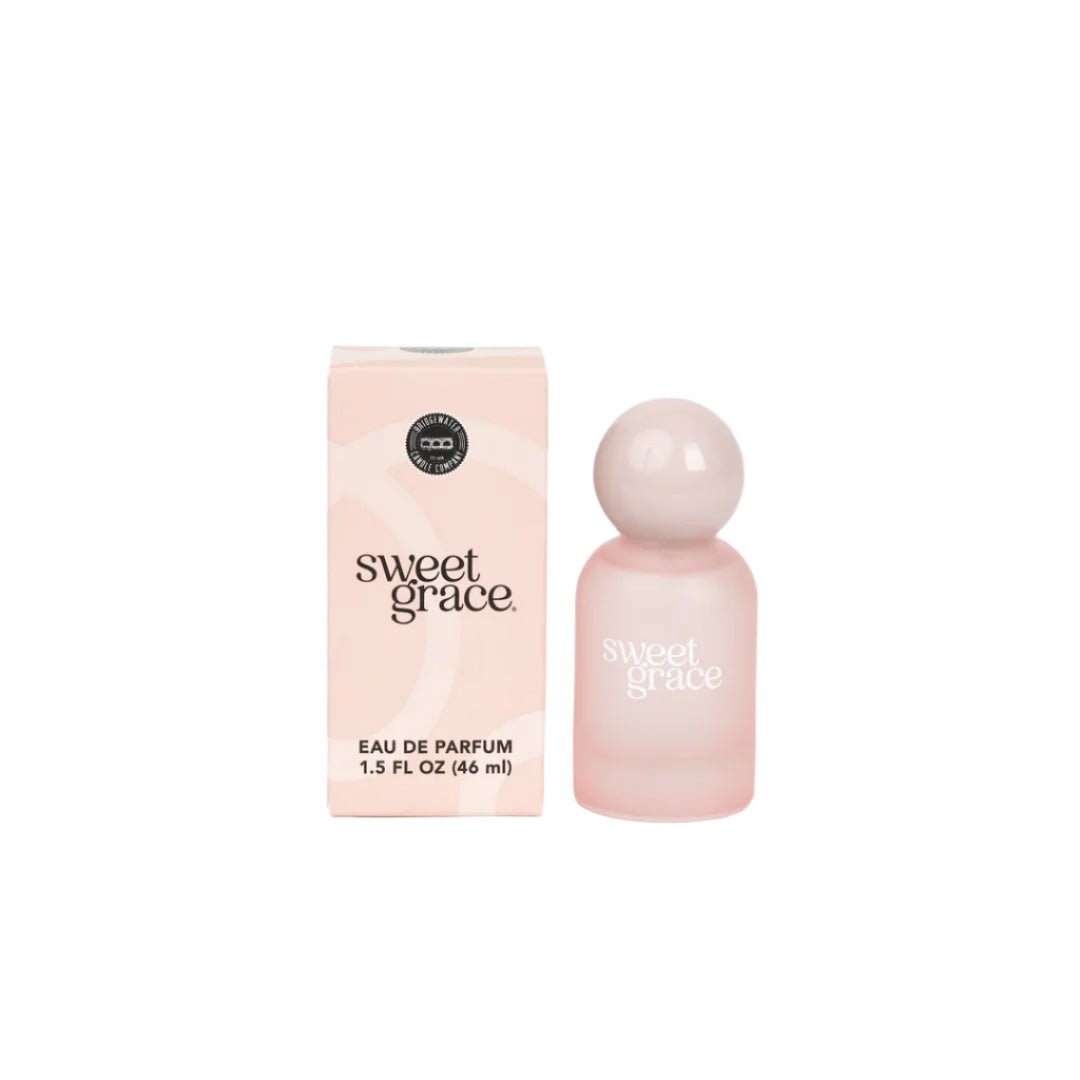 Sweet Grace Perfume in frosted pink bottle with glossy pink ball top