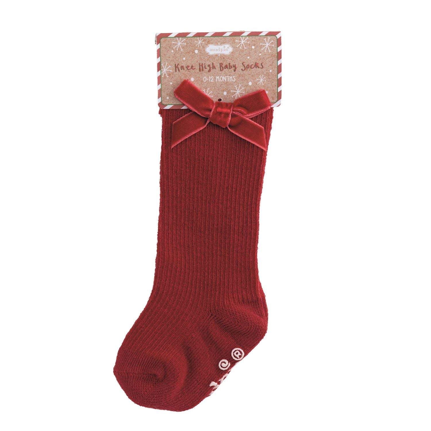 Tall Christmas Bow Socks – Holiday Baby Knee Highs by Mud Pie at Confetti Gift and Party Tuscaloosa Alabama