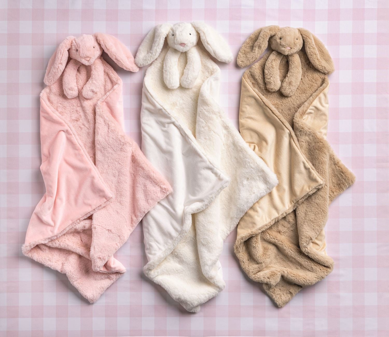 Tan Cuddle Bunny Plush Blanket by Mud Pie at Confetti Gift and Party Tuscaloosa Alabama