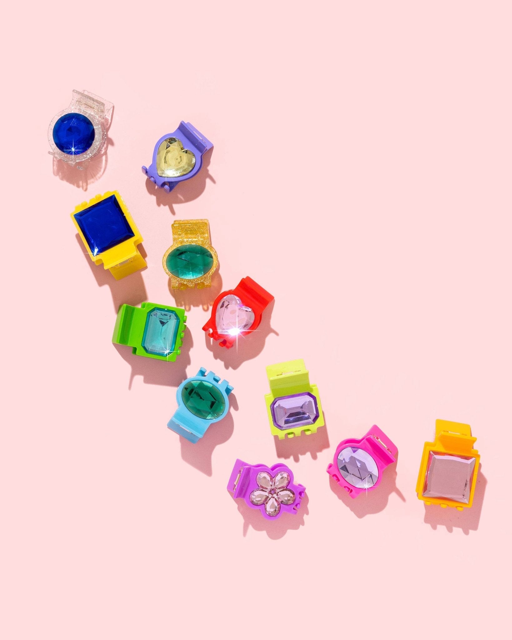 Taylor Elliott Designs - Claw Hair Clip - Sm - Silver Glitter w/Blue Circle Gemstones by Taylor Elliott Designs at Confetti Gift and Party Tuscaloosa Alabama