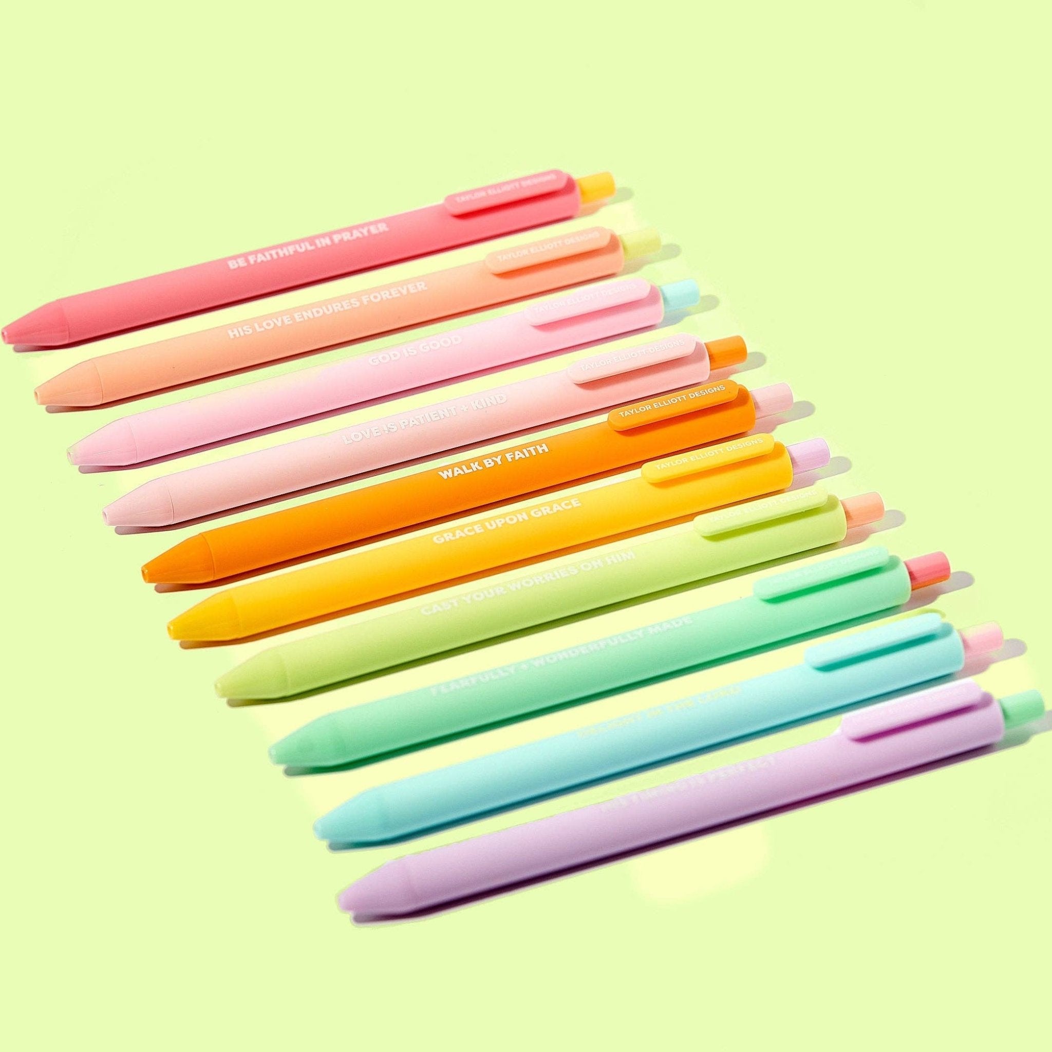 Taylor Elliott Designs – Faith Motivational Gel Pen Set (10 - Pack) by Taylor Elliott Designs at Confetti Gift and Party Tuscaloosa Alabama