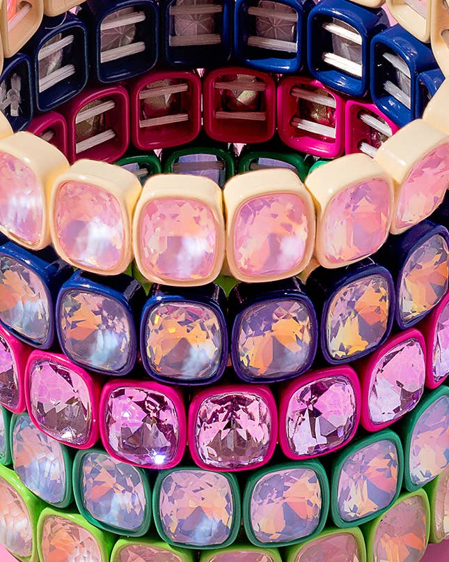 Taylor Elliott Designs - Stretch Bracelet - Enamel w/ Large Rectangle Stones - Layla by Taylor Elliott Designs at Confetti Gift and Party Tuscaloosa Alabama