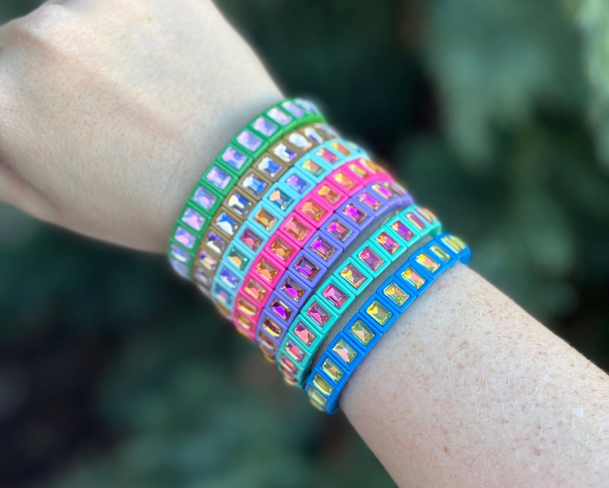 Taylor Elliott Designs - Stretch Bracelet - Enamel w/Small Rectangle Stones - Penelope by Taylor Elliott Designs at Confetti Gift and Party Tuscaloosa Alabama