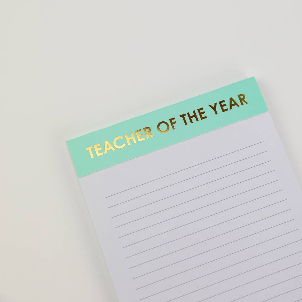 Teacher Of The Year - Lined Notepad - Perforated Sheets - Light Blue by Chez Gagné at Confetti Gift and Party Tuscaloosa Alabama