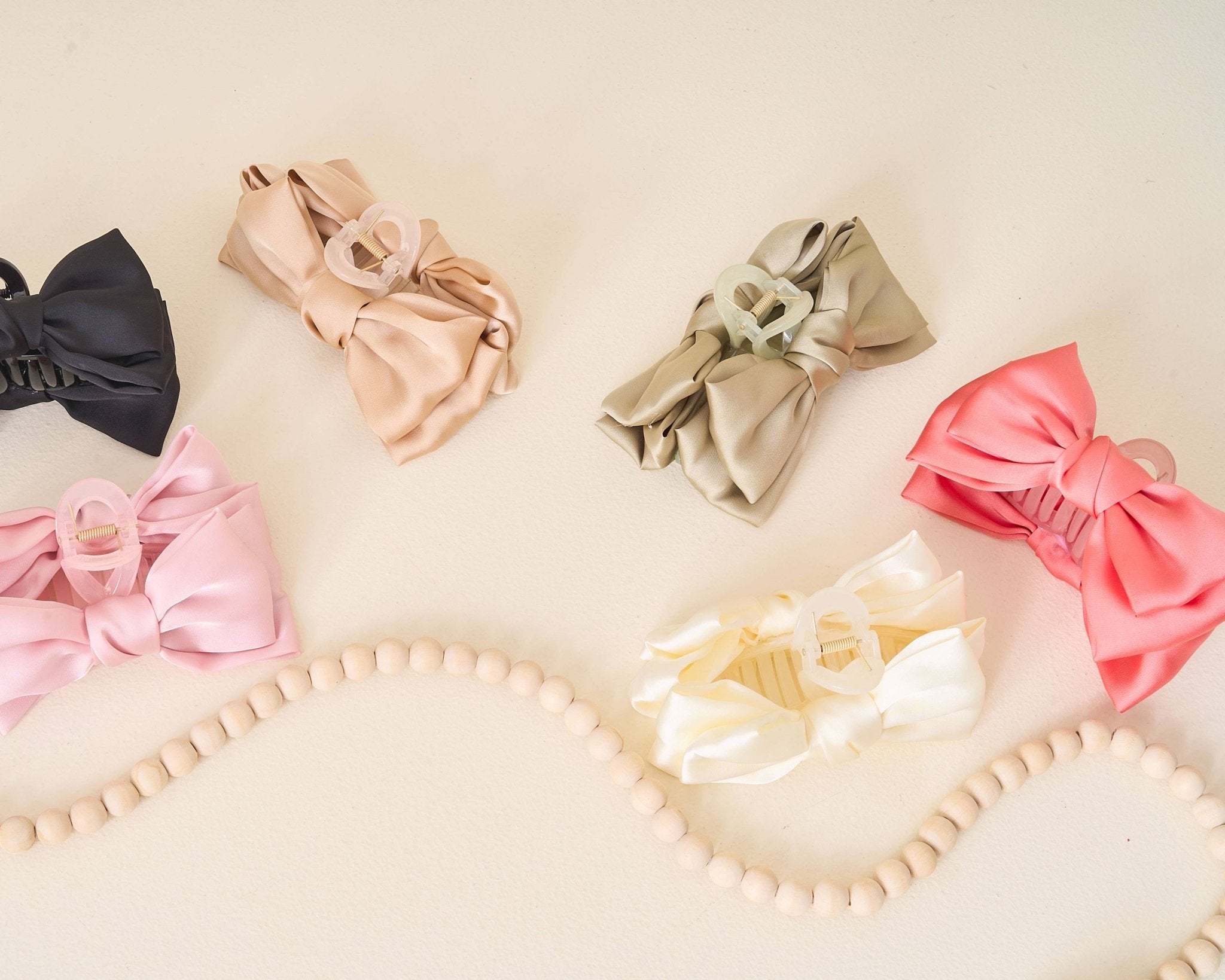 The Darling Effect - Satin Bow Claw Clip - Cream by The Darling Effect at Confetti Gift and Party Tuscaloosa Alabama