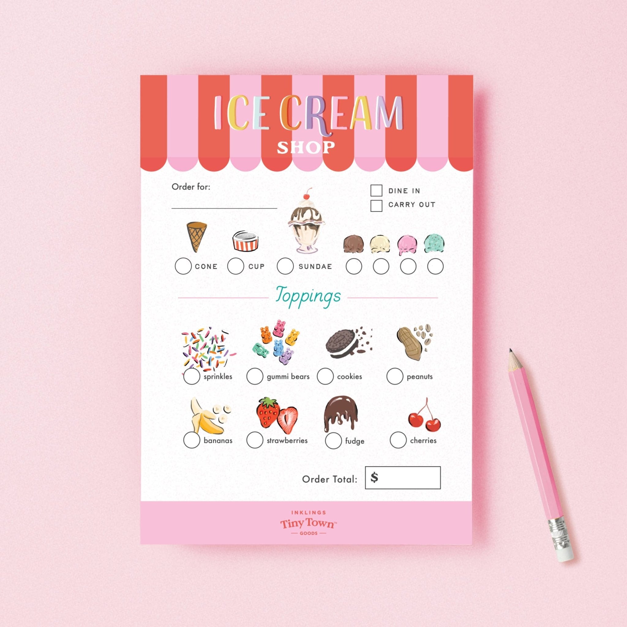 Tiny Town Ice Cream Shop Notepad by Inklings Paperie at Confetti Gift and Party Tuscaloosa Alabama