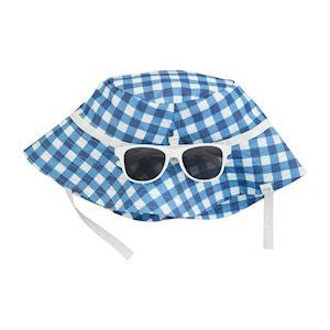 Toddler Oxford & Gingham Hat and Sunglasses Set by Mud Pie at Confetti Gift and Party Tuscaloosa Alabama