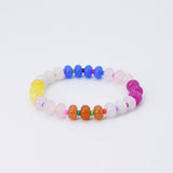 Multicolored beaded bracelet on a white background
