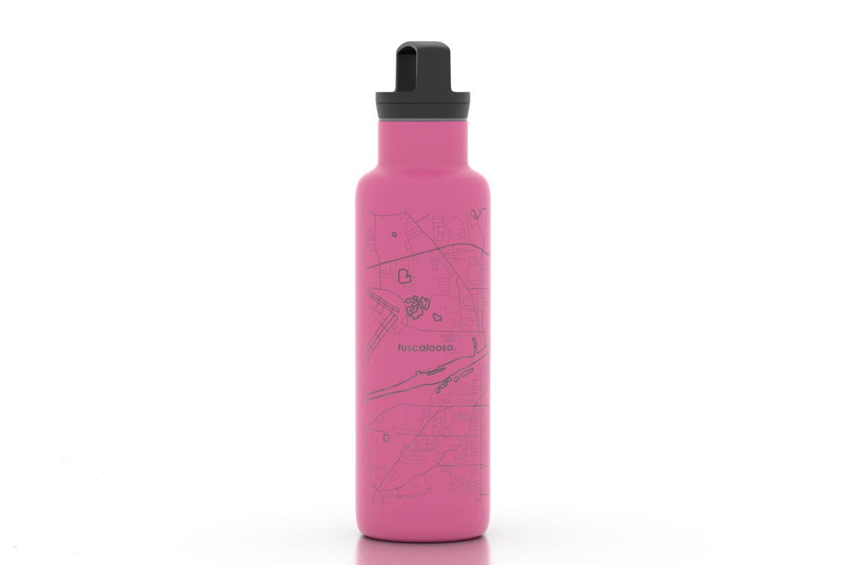 Tuscaloosa AL Map 21 oz Insulated Hydration Bottle - White by Well Told at Confetti Gift and Party